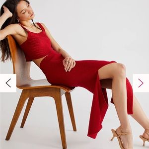 Free People Red Knit Skirt